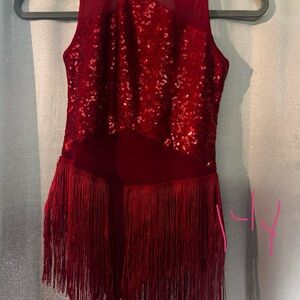 Sequin Red Kids Dance Costume